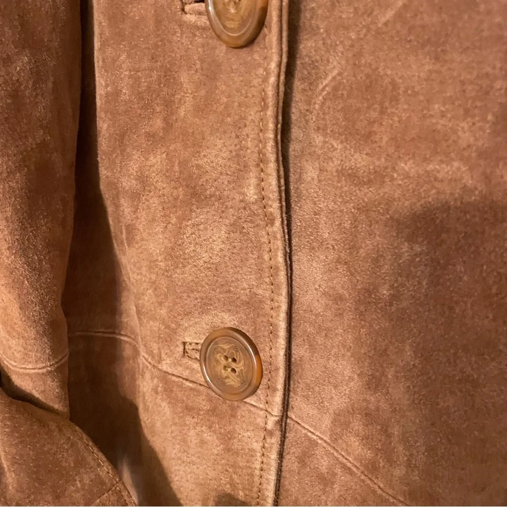 Dennis Basso Brown Trench Coat with Plush Fabric and Belted Waist - Picture 6 of 16